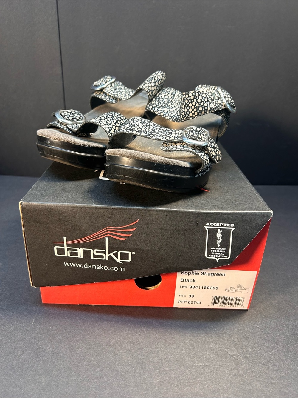 Dansko Sophie Shagreen Black Sandals
